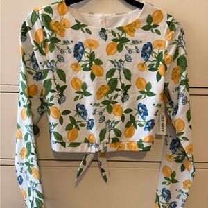 NWT Beautiful Old Navy Floral & Lemon Print Long Sleeve Rash Guard Keyhole back